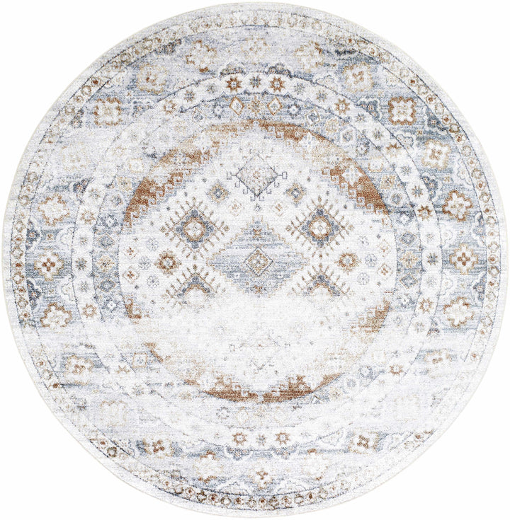 Agaton Traditional Style Ivory & Brown Washable Area Rug