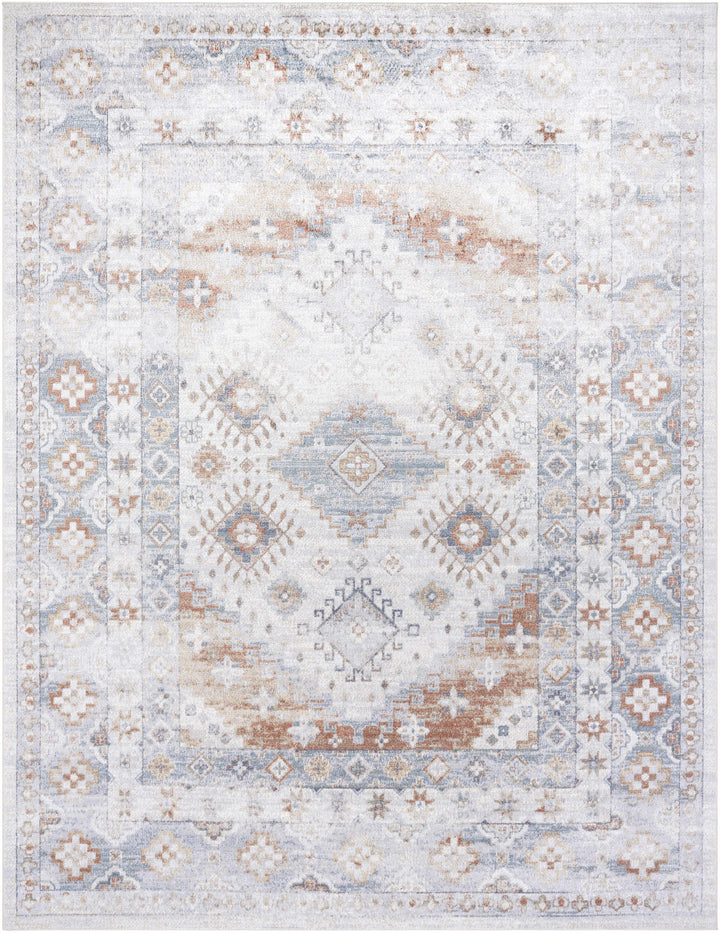 Agaton Traditional Style Ivory & Brown Washable Area Rug