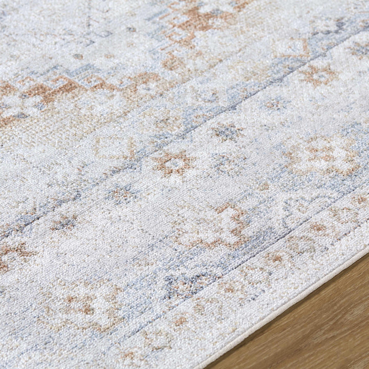 Agaton Traditional Style Ivory & Brown Washable Area Rug