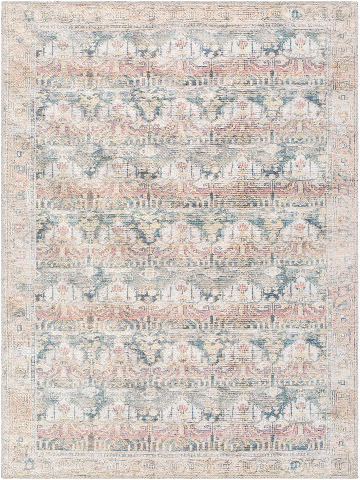 Arushi Traditional Style Green And Rust Washable Area Rug