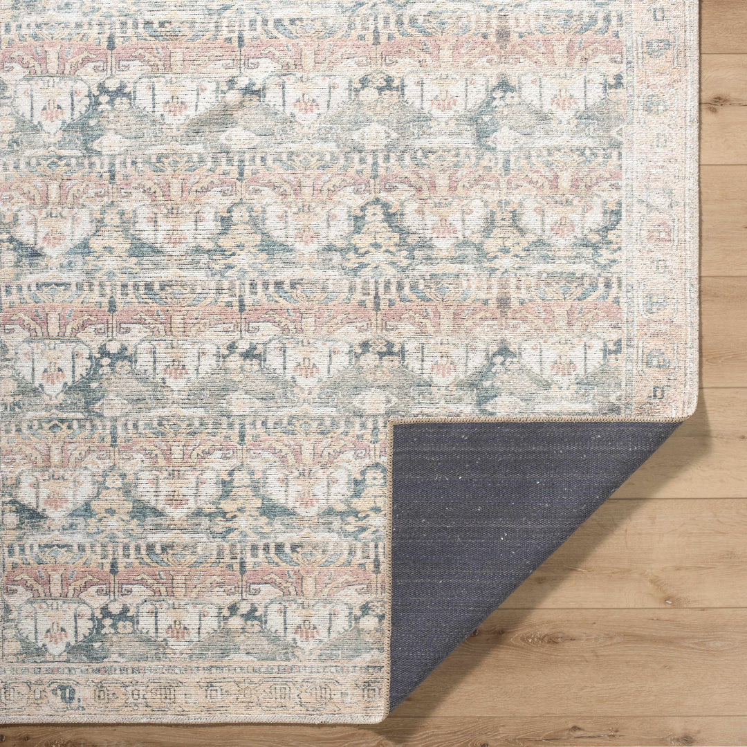 Arushi Traditional Style Green And Rust Washable Area Rug
