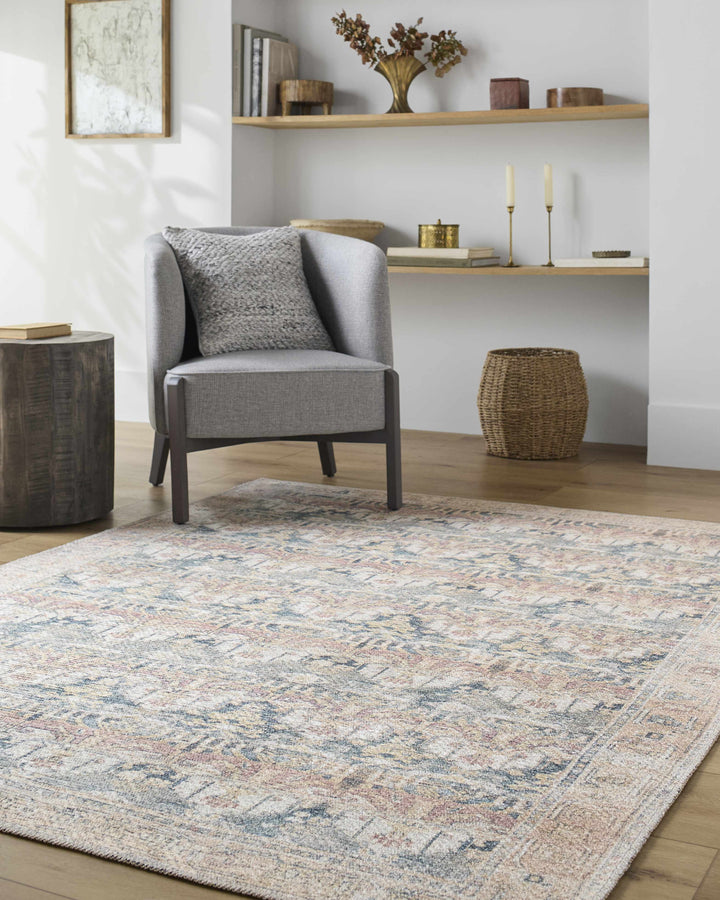 Arushi Traditional Style Green And Rust Washable Area Rug