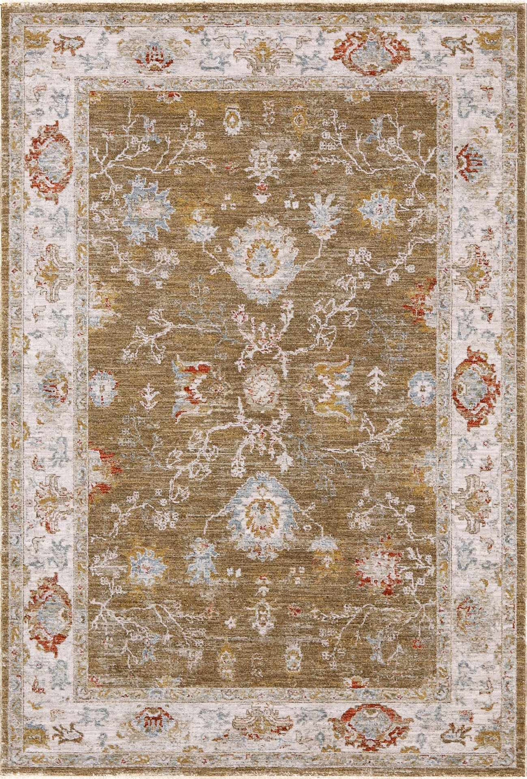 Rangeville Traditional Oushak Design Ivory And Brown Area Rug