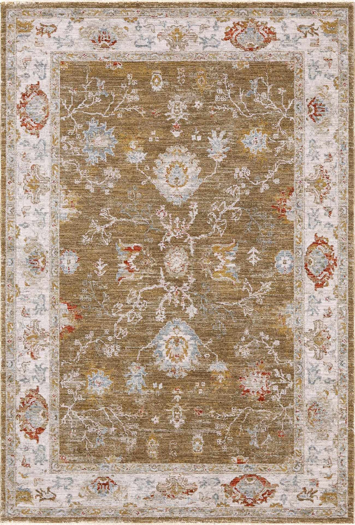 Rangeville Traditional Oushak Design Ivory And Brown Area Rug