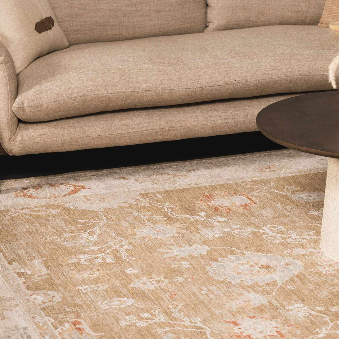 Rangeville Traditional Oushak Design Ivory And Brown Area Rug
