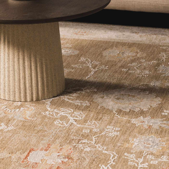 Rangeville Traditional Oushak Design Ivory And Brown Area Rug