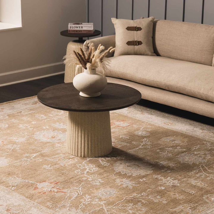 Rangeville Traditional Oushak Design Ivory And Brown Area Rug
