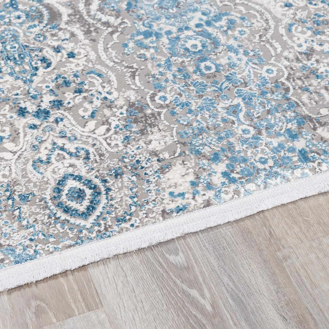 Rydalmere Blue And Ivory Modern Style Area Rug