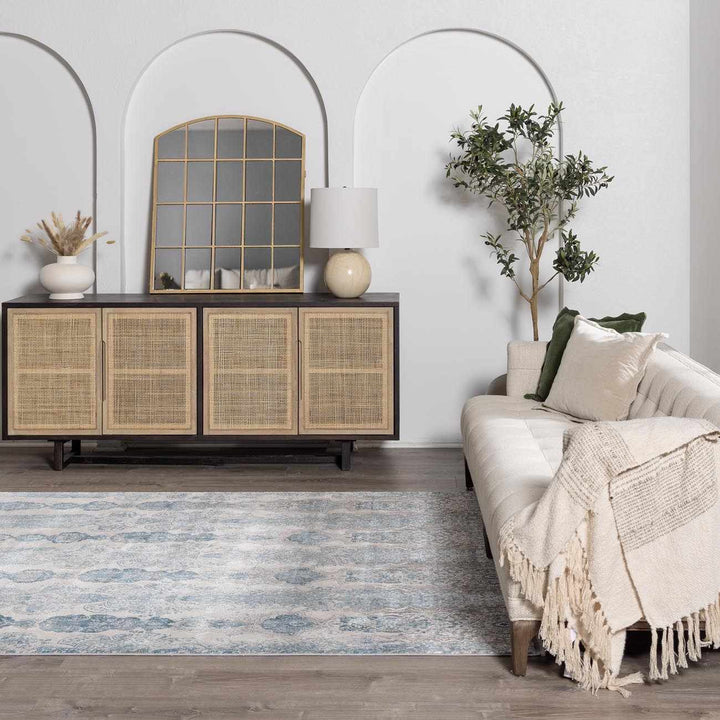 Rydalmere Blue And Ivory Modern Style Area Rug