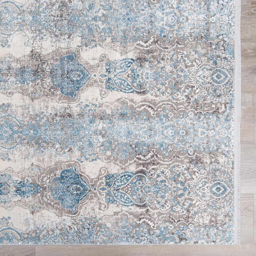 Rydalmere Blue And Ivory Modern Style Area Rug