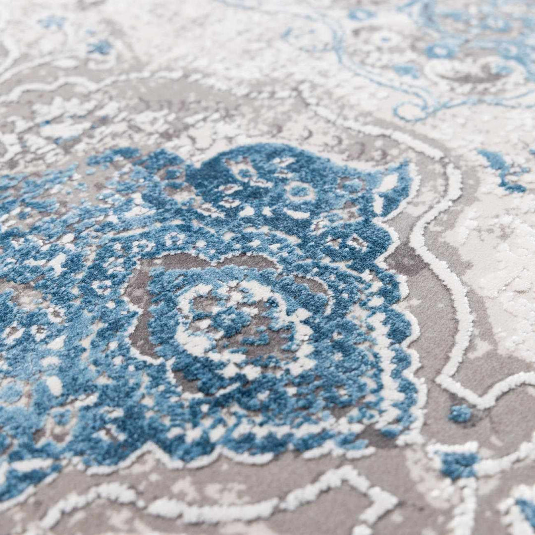 Rydalmere Blue And Ivory Modern Style Area Rug