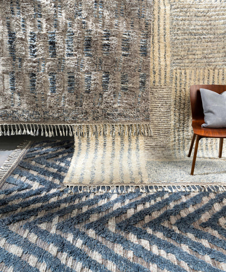 Lambsburg Blue And Gray Modern Style Hand Knotted Area Rug