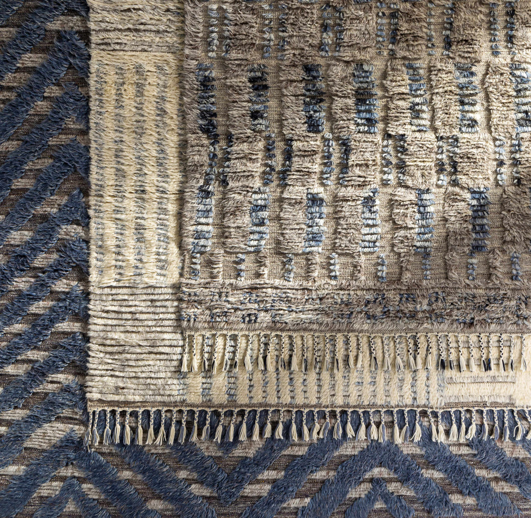 Plean Modern Style Ivory And Gray Hand Knotted Area Rug