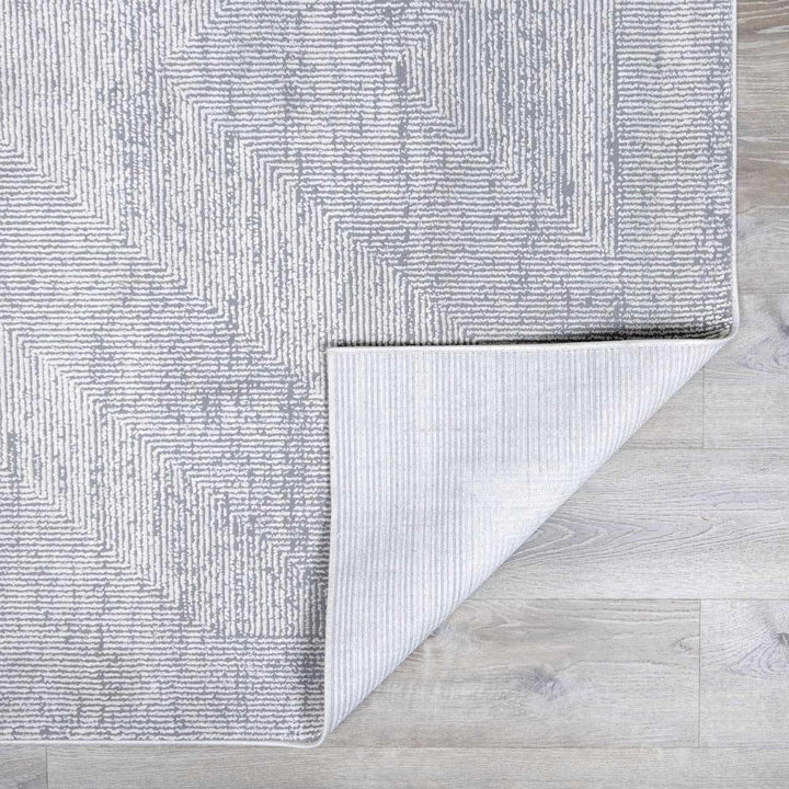 Ayano Modern Geometric Design Gray And Ivory Washable Rug
