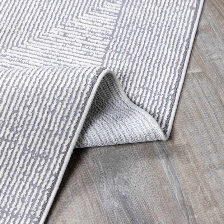 Ayano Modern Geometric Design Gray And Ivory Washable Rug