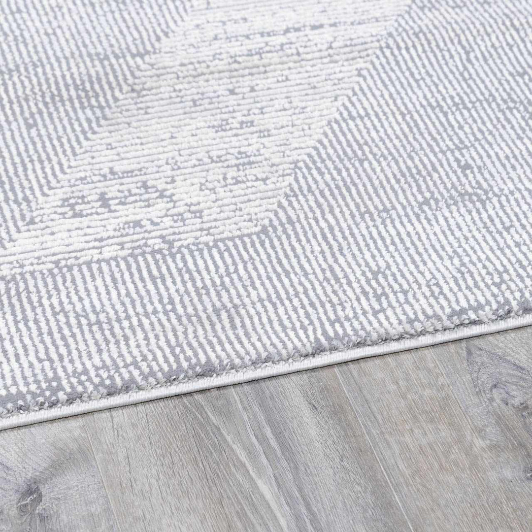 Ayano Modern Geometric Design Gray And Ivory Washable Rug