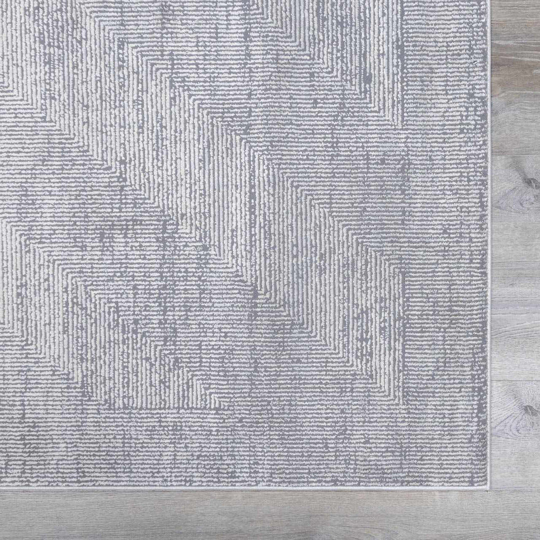 Ayano Modern Geometric Design Gray And Ivory Washable Rug