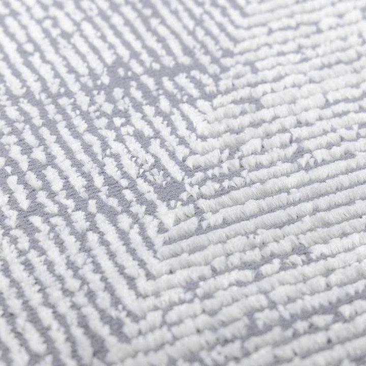 Ayano Modern Geometric Design Gray And Ivory Washable Rug