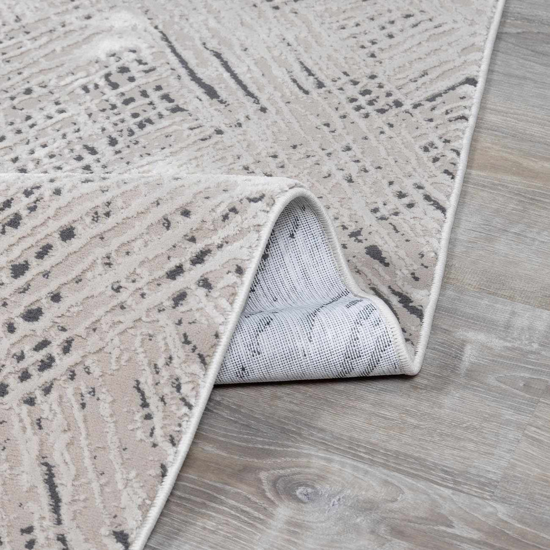Garza Modern Style Beige And Charcoal Washable Rug