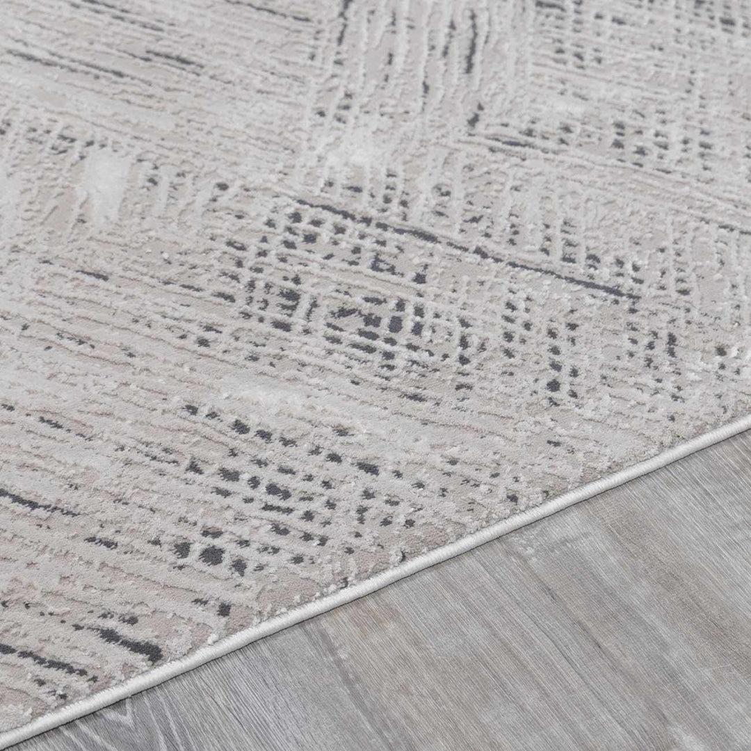 Garza Modern Style Beige And Charcoal Washable Rug