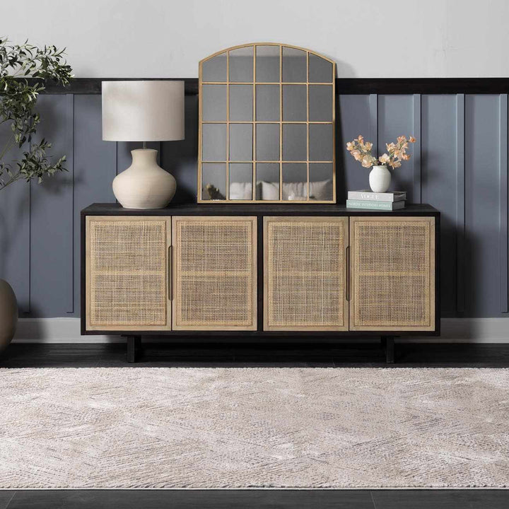 Garza Modern Style Beige And Charcoal Washable Rug