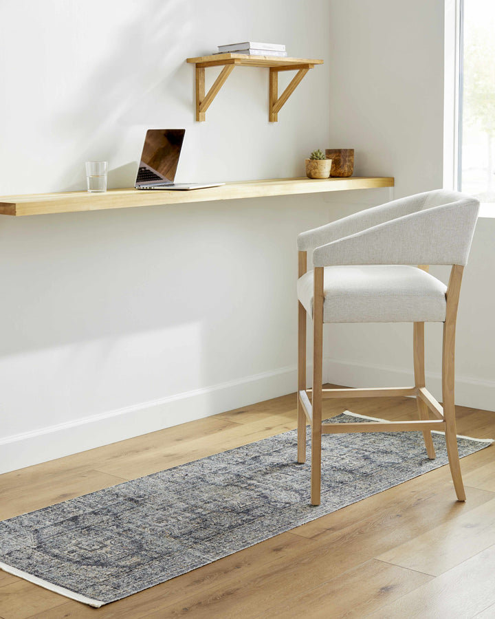 Perga Traditional Style Blue And Gray Washable Area Rug