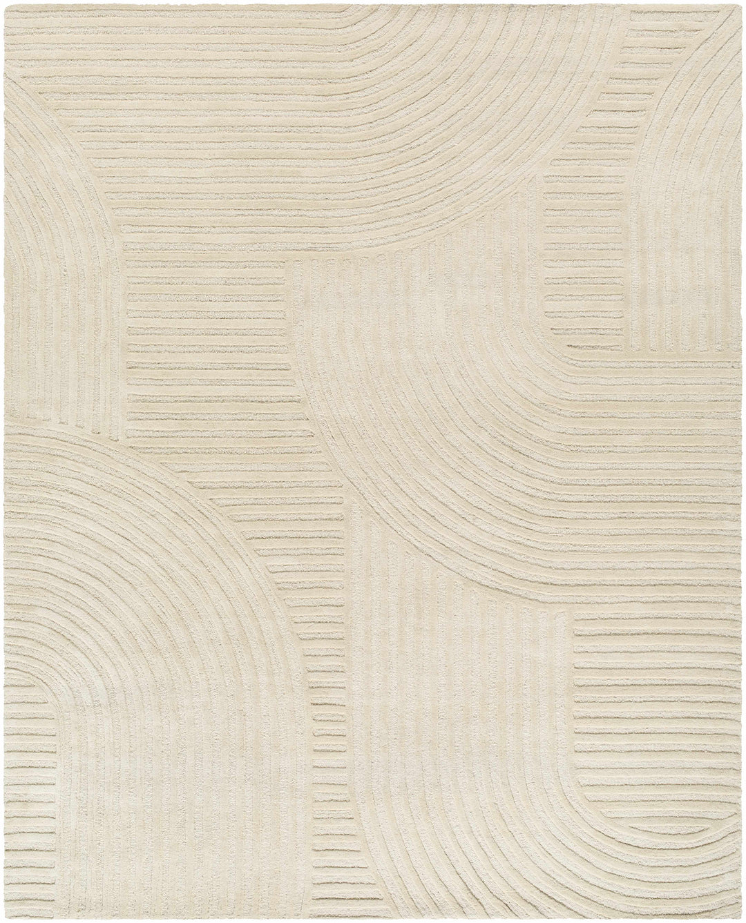 Whan Contemporary Style Beige Hand Tufted Wool Area Rug