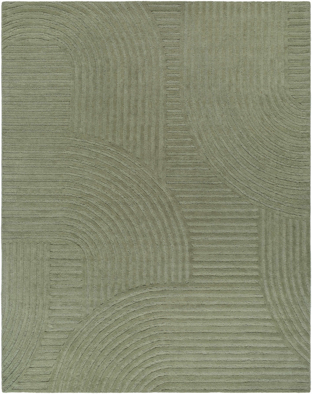 Whan Contemporary Geometrical Olive Hand Tufted Area Rug
