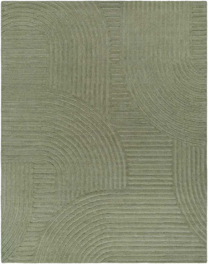 Whan Contemporary Geometrical Olive Hand Tufted Area Rug