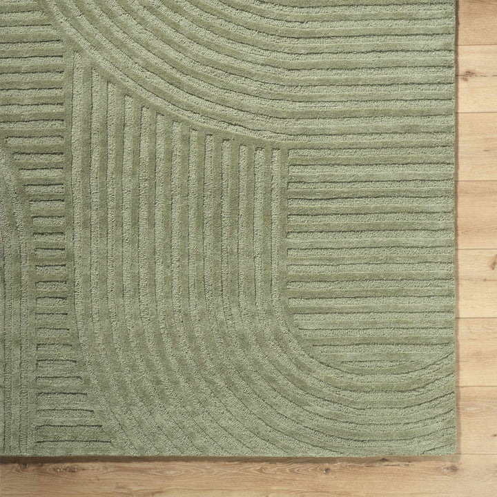 Whan Contemporary Geometrical Olive Hand Tufted Area Rug