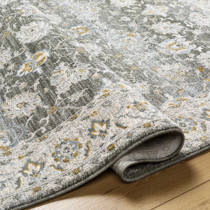 Amaru Traditional Style Gray And Beige Rug with Fringes