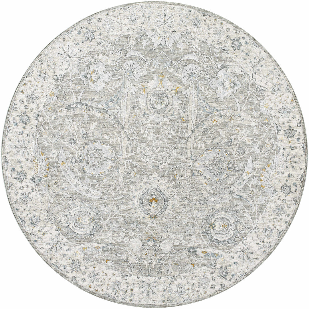 Gauge Traditional Style Gray Blue Rug with Fringes