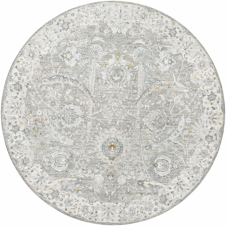 Gauge Traditional Style Gray Blue Rug with Fringes