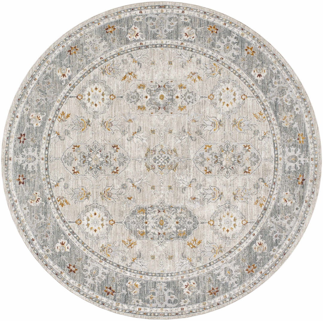 Greco Traditional Medallion Design Gray Area Rug