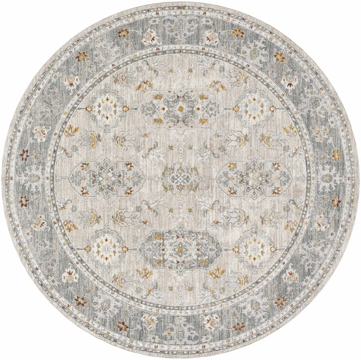 Greco Traditional Medallion Design Gray Area Rug
