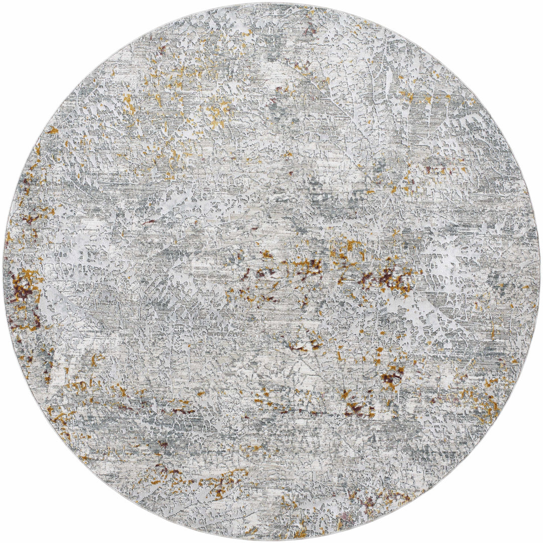 Moke Modern Abstract Design Beige & Gray Rug with Fringes