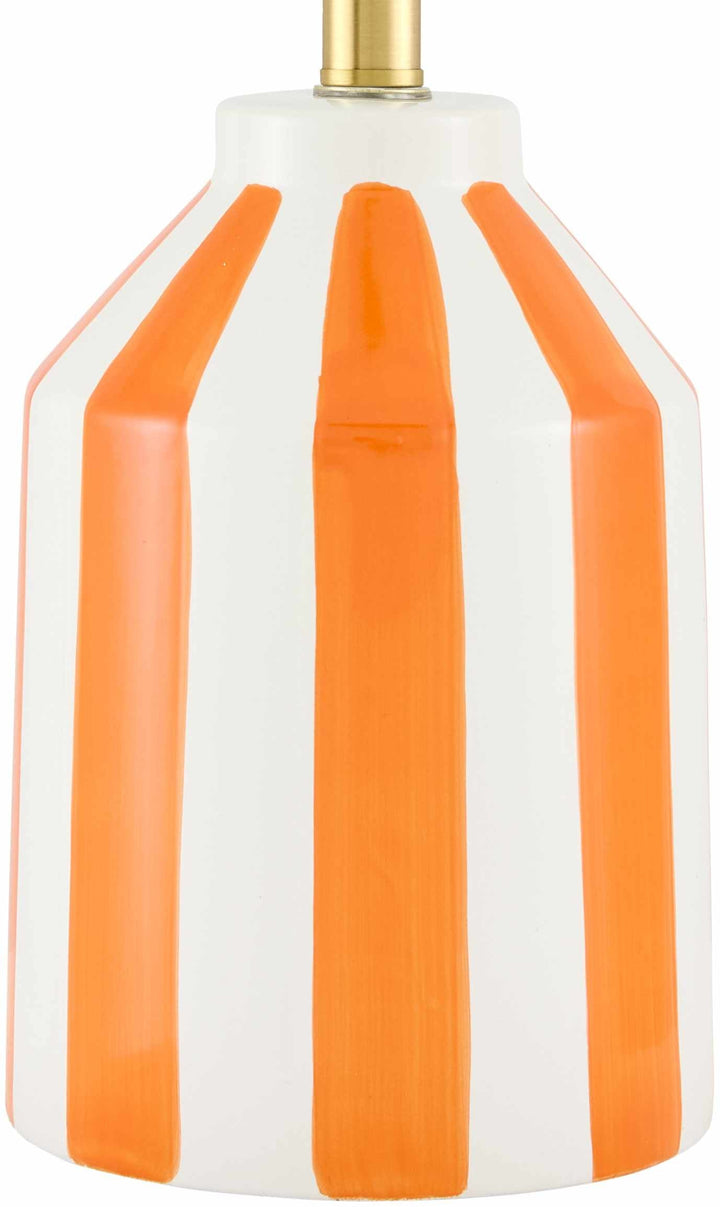 Isbergues Contemporary Orange Ceramic Table Lamp – Linen & Polyester Shade