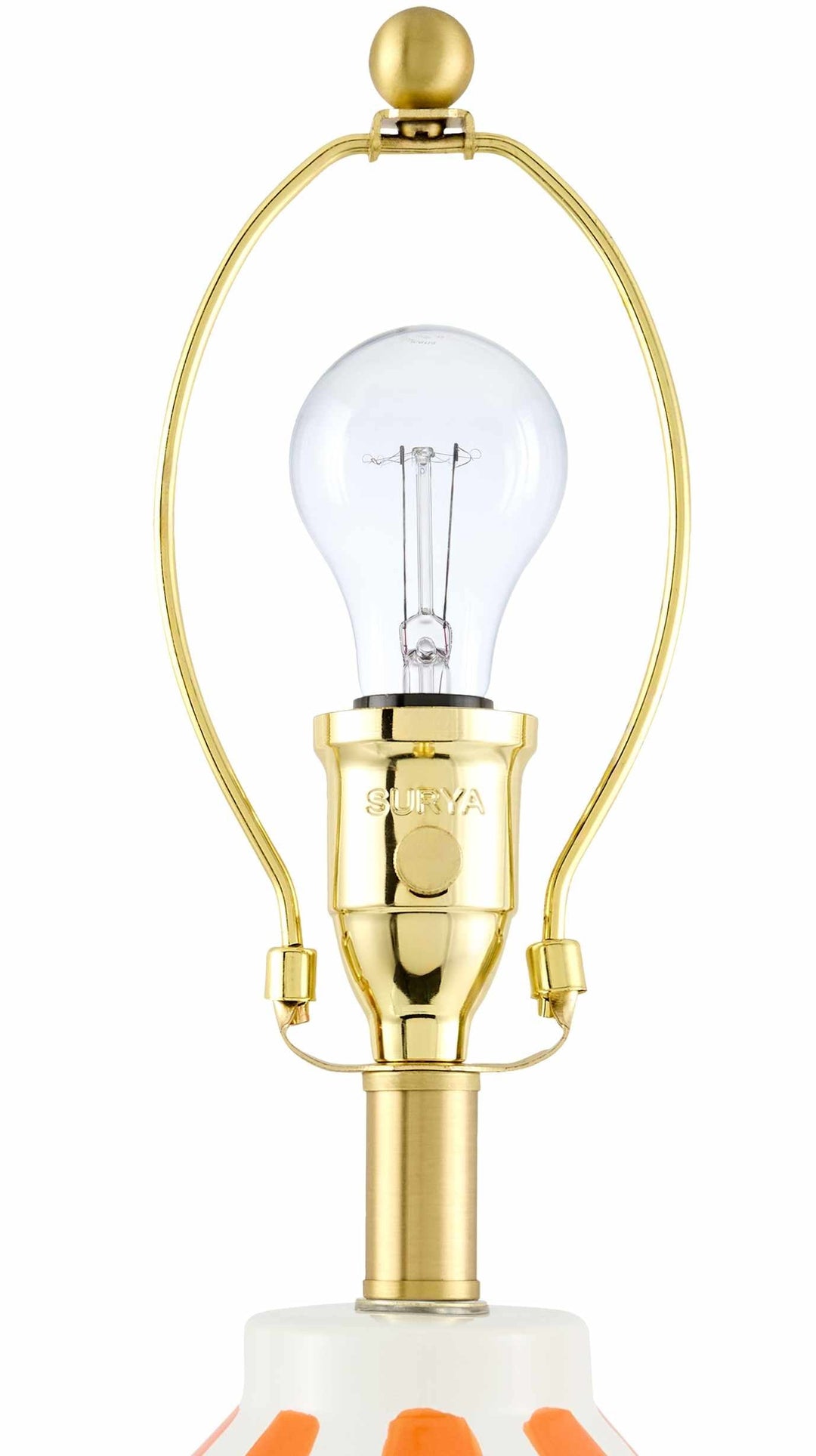 Isbergues Contemporary Orange Ceramic Table Lamp – Linen & Polyester Shade