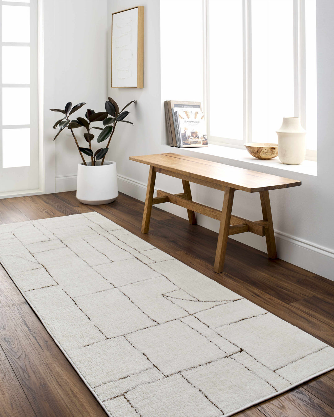 Keats Contemporary Geometrical Design Beige Rug
