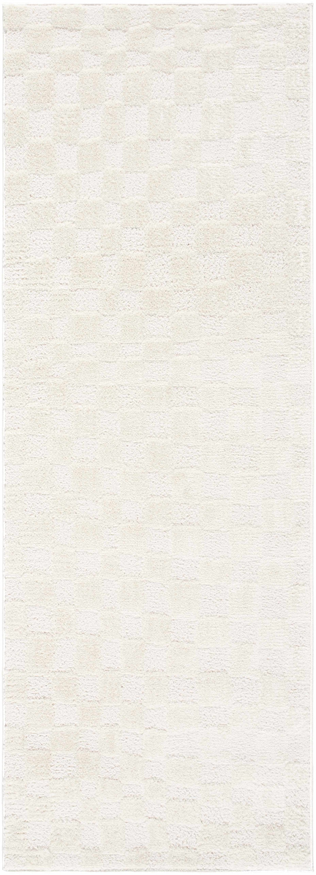 Keesa Modern Checkered Pattern Ivory Rug