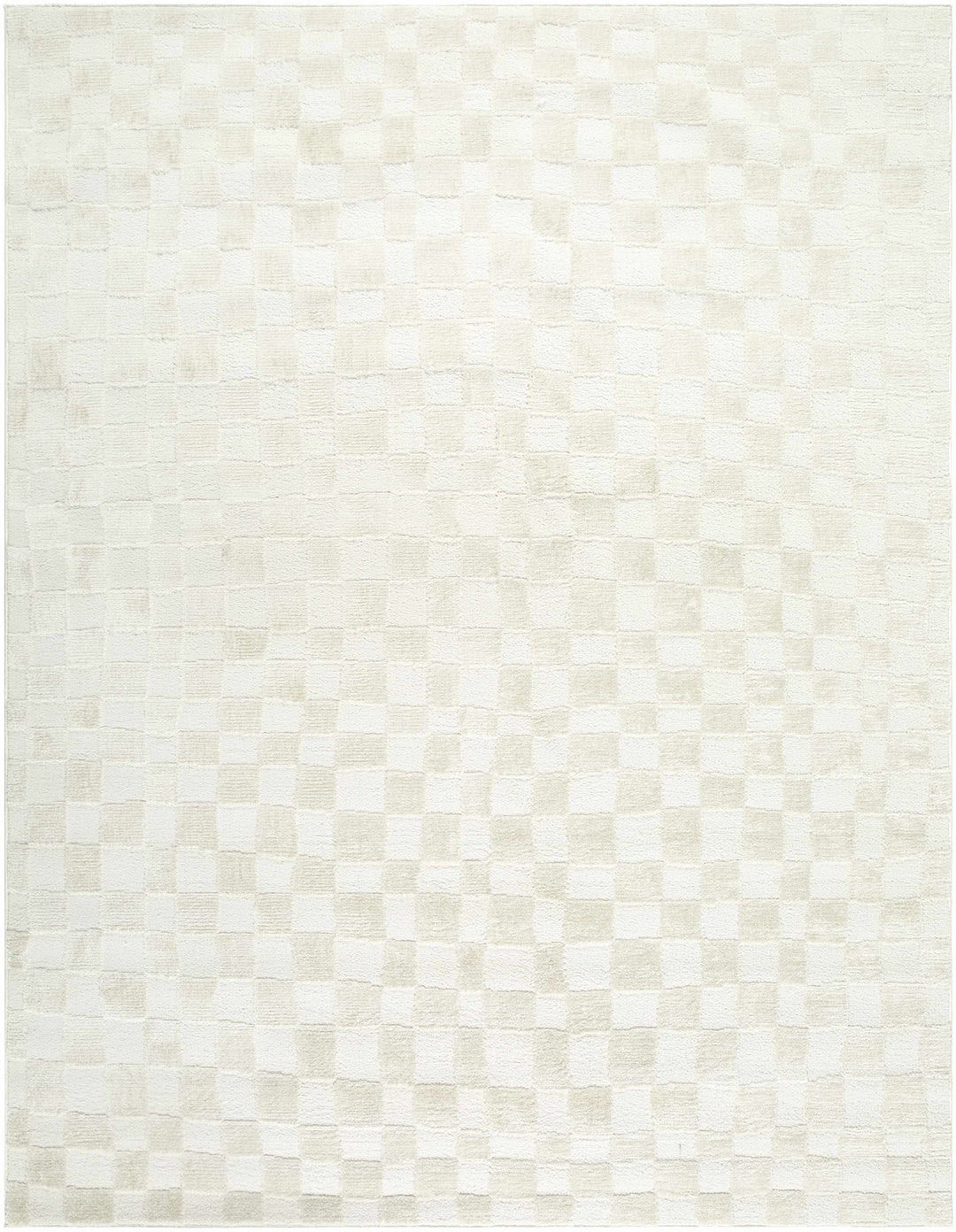 Keesa Modern Checkered Pattern Ivory Rug
