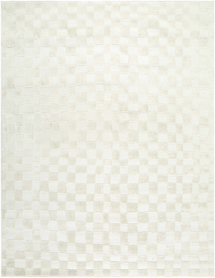 Keesa Modern Checkered Pattern Ivory Rug