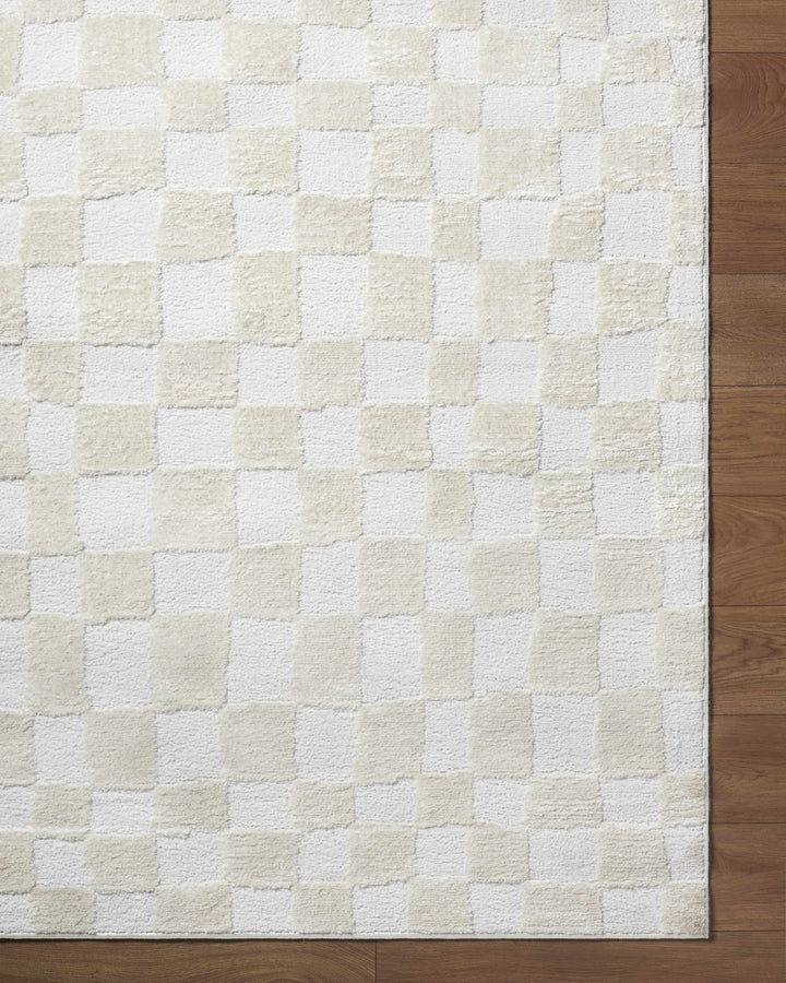 Keesa Modern Checkered Pattern Ivory Rug