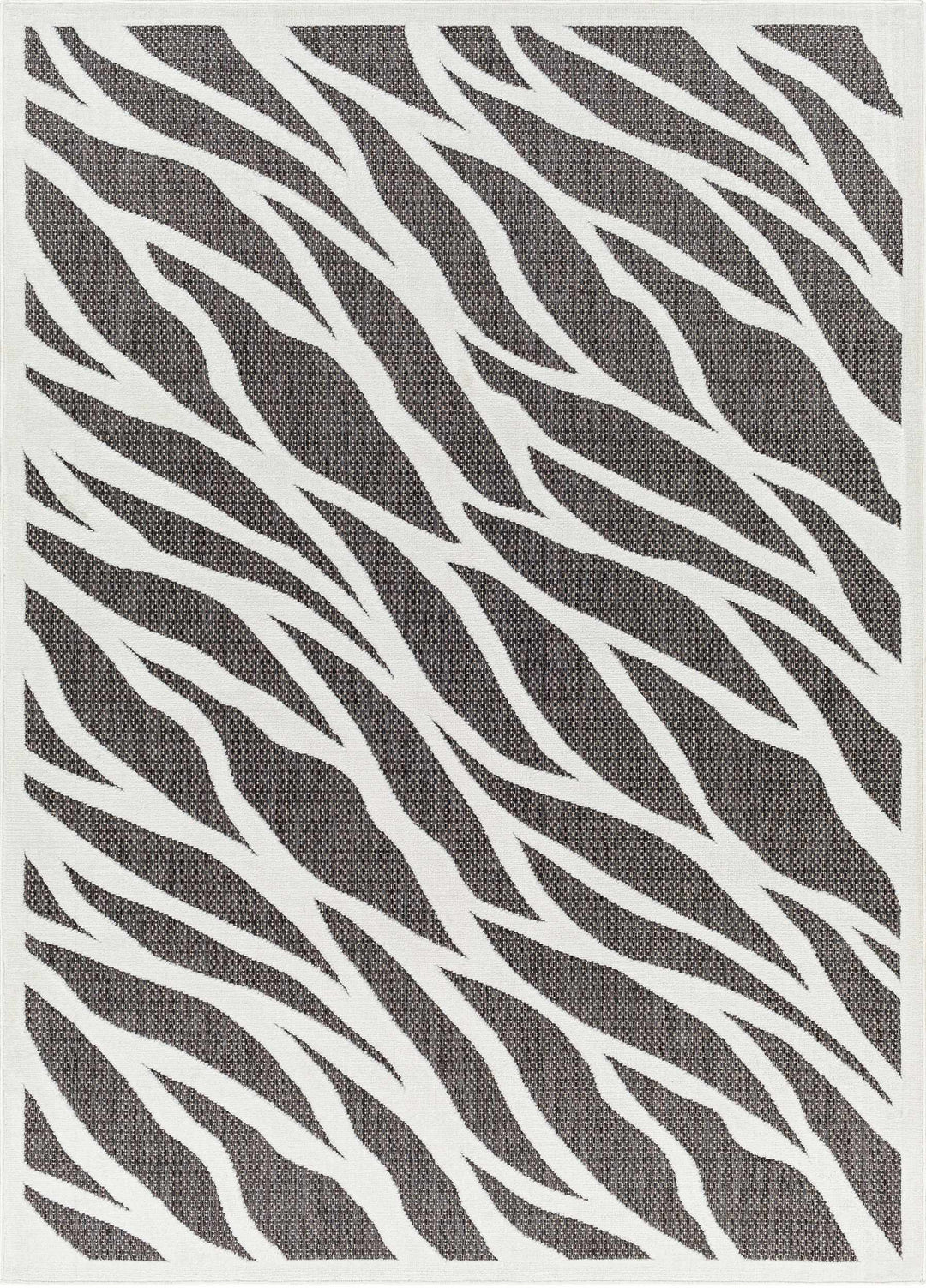 Astra Zebra Print Contemporary Style Black Outdoor Rug