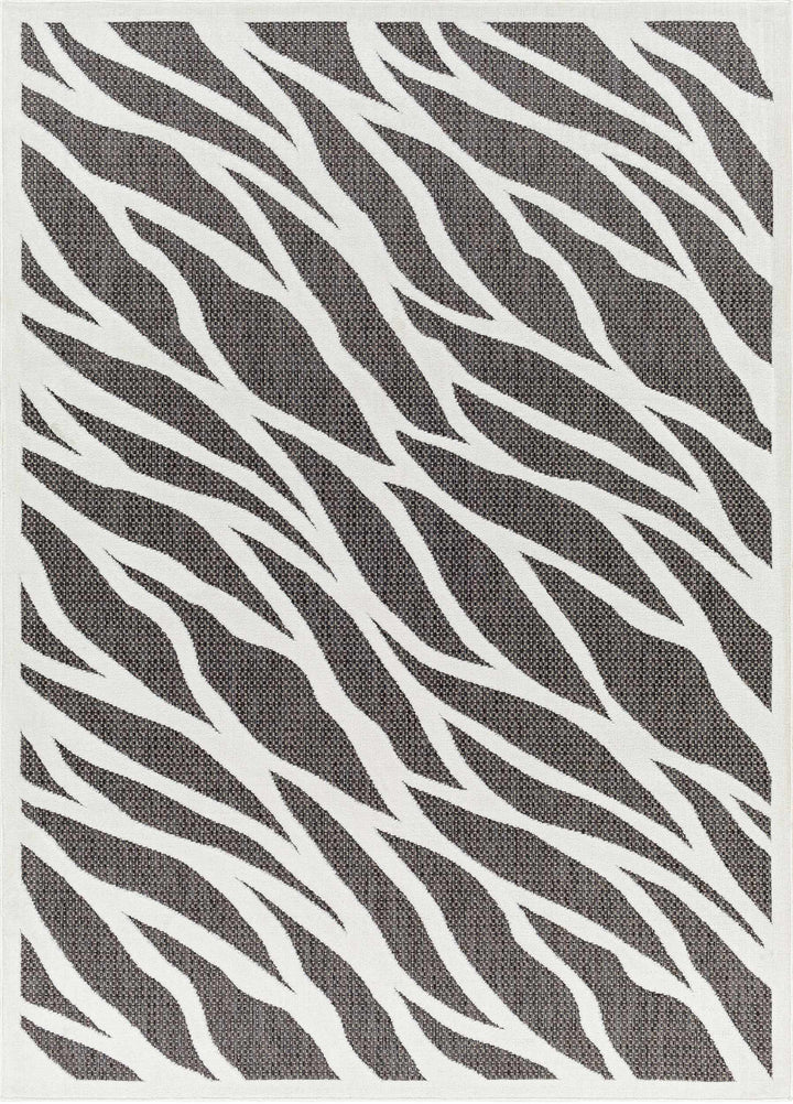 Astra Zebra Print Contemporary Style Black Outdoor Rug
