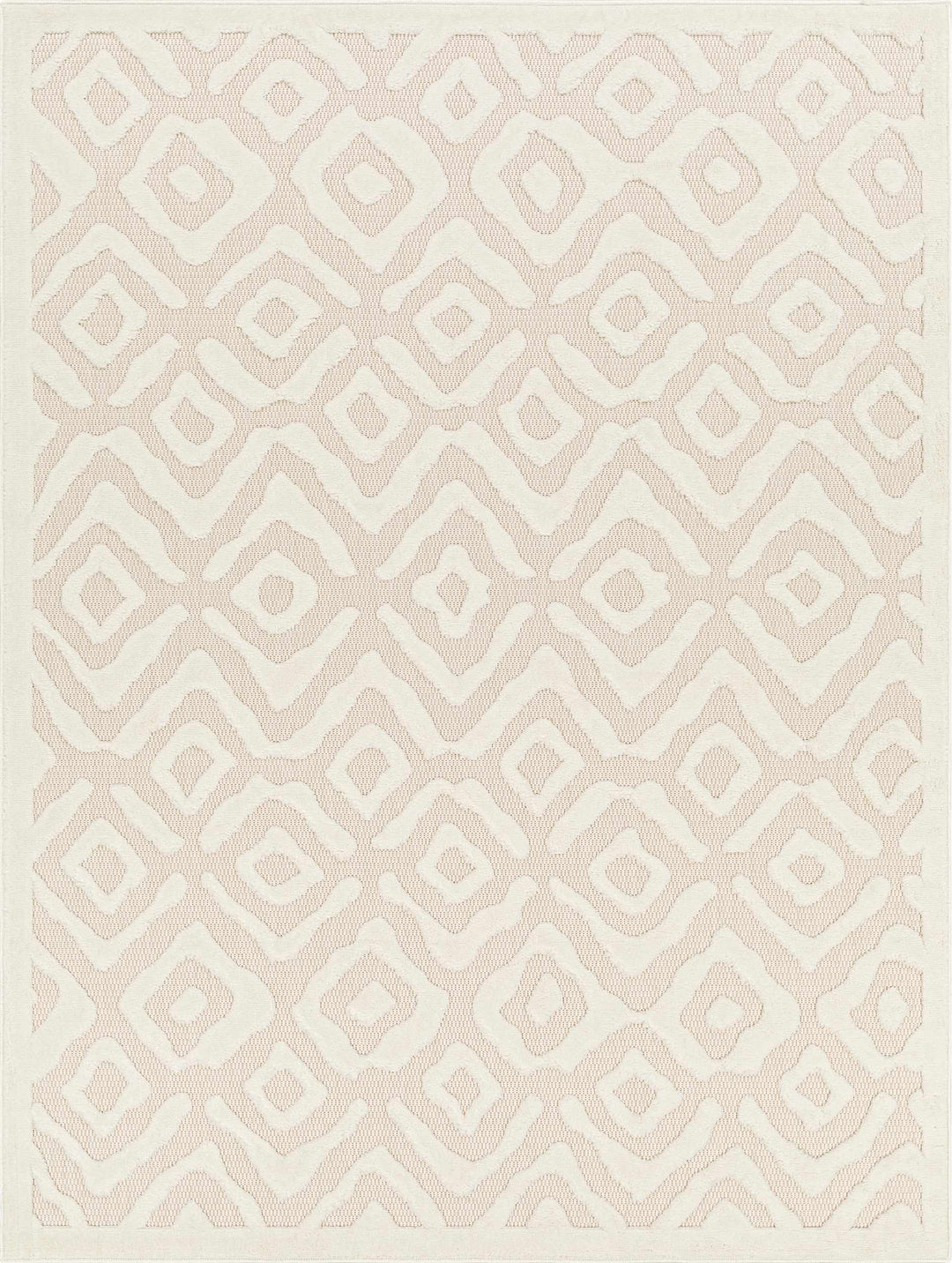 Burl Contemporary Geometrical Ivory Outdoor Rug