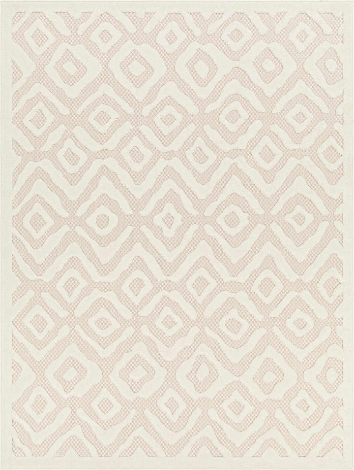 Burl Contemporary Geometrical Ivory Outdoor Rug