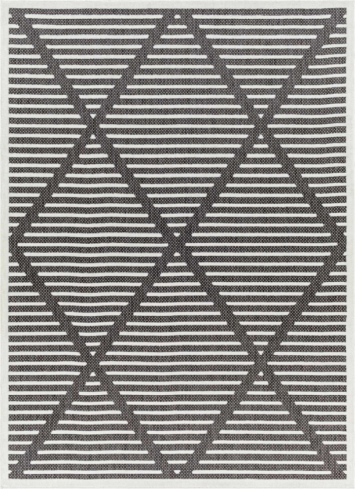 Anah Geometrical Black And Ivory Outdoor Rug