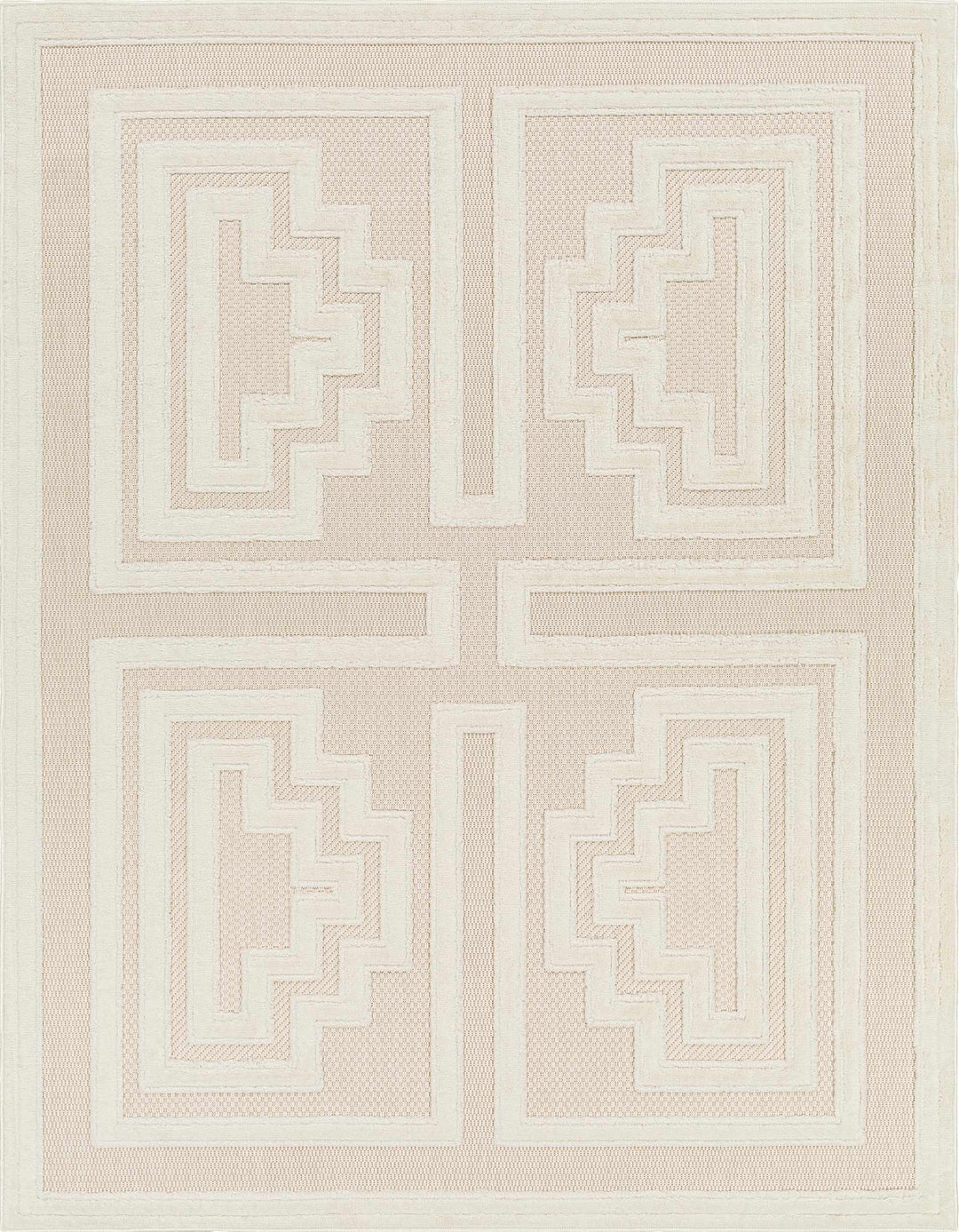 Yves Modern Geometric Design Cream Outdoor Rug