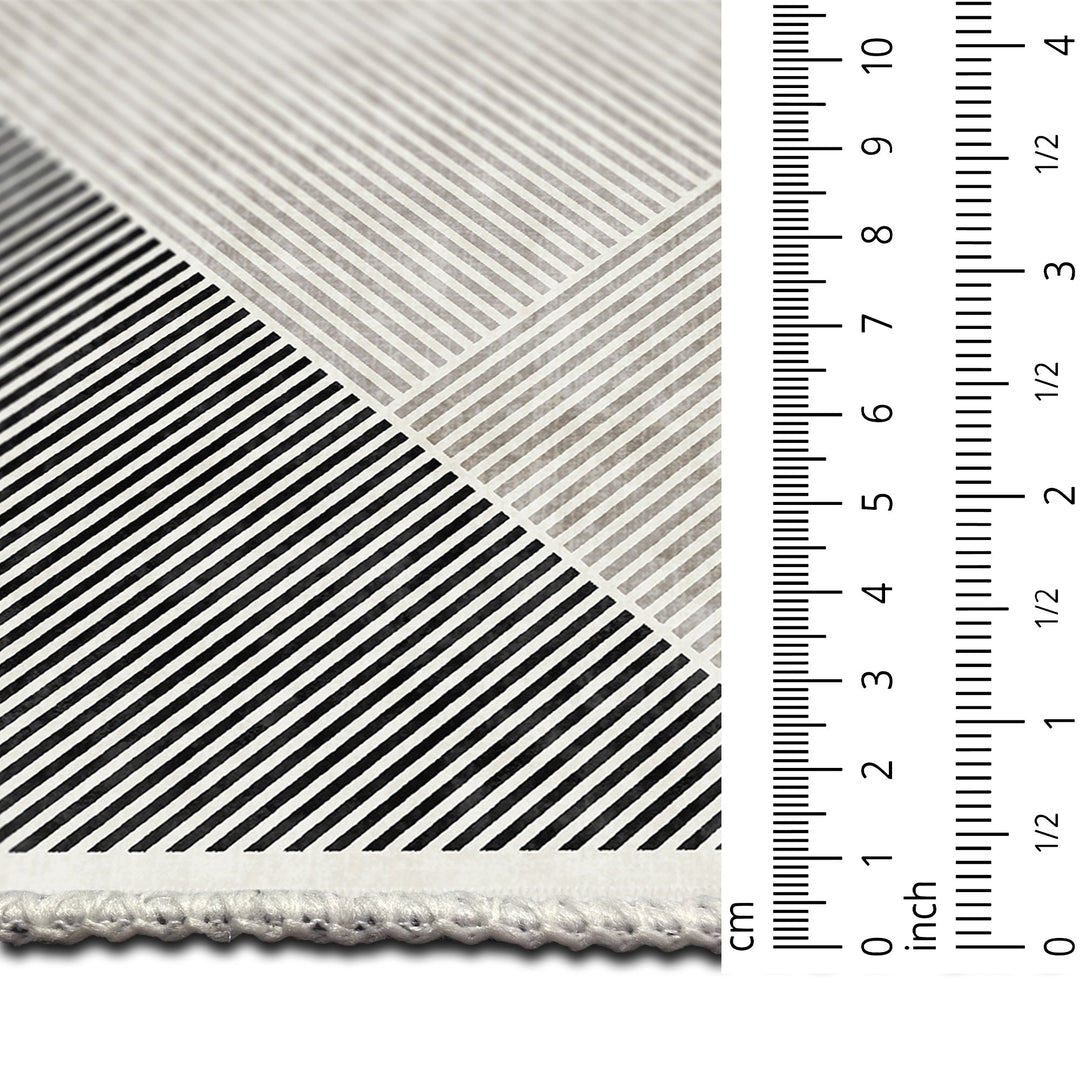 Black And White Modern Geometrical Machine Washable Cotton Area Rug